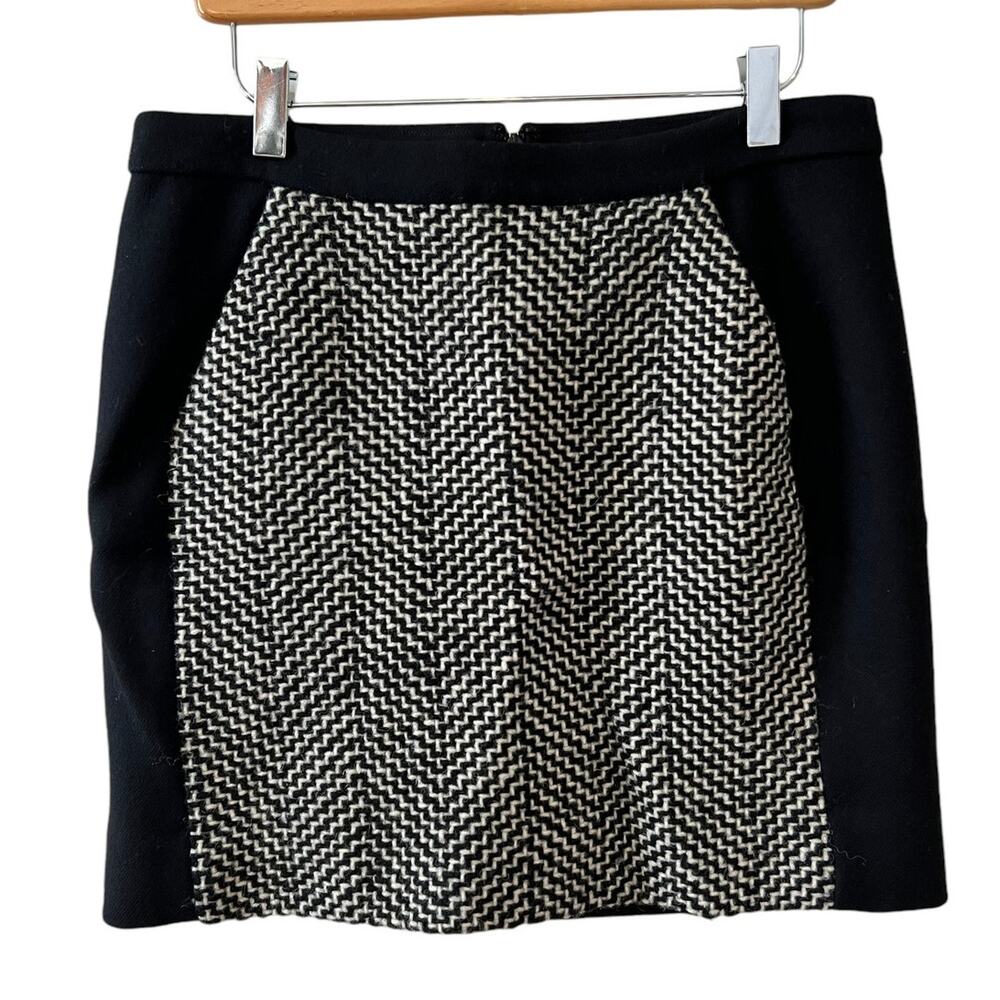 J Crew Chevron Tweed herringbone print mini skirt 6